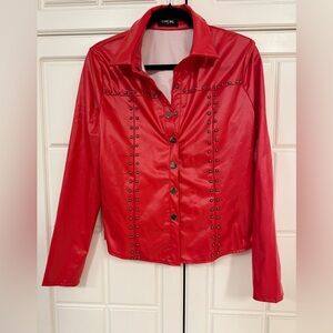 Chic Red top with Stud Accents